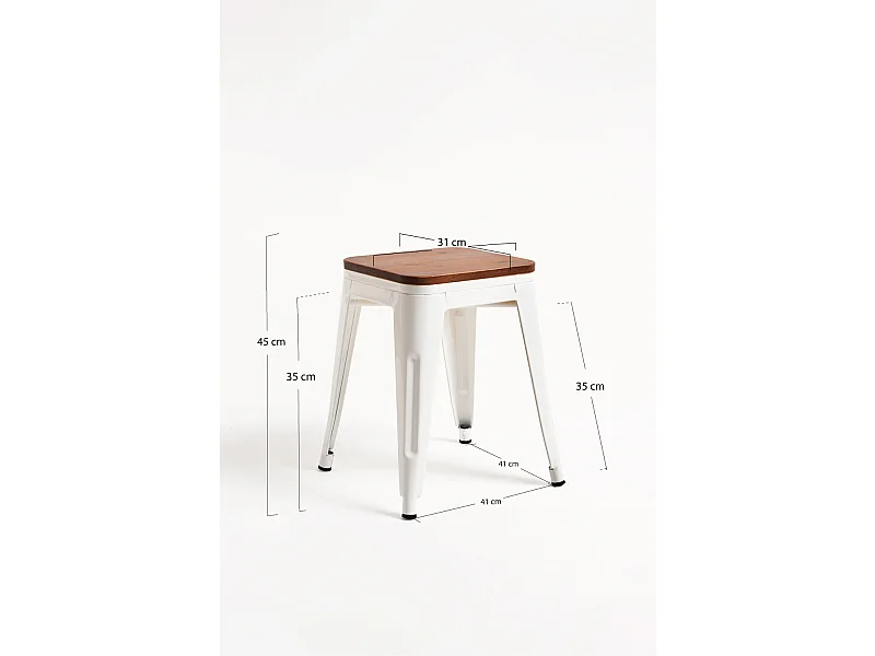 Taburetes Pequeños - Taburete Torix Pequeño Madera Natural - Blanco
