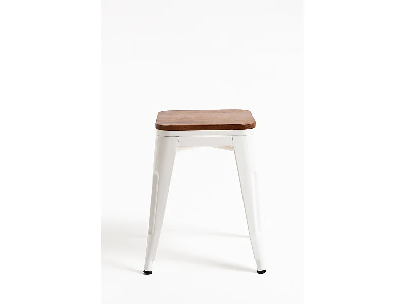 Taburetes Pequeños - Taburete Torix Pequeño Madera Natural - Blanco