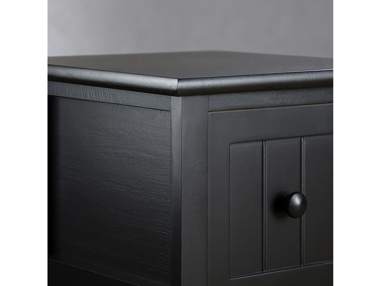 Table de chevet TREYA table de nuit en bois avec 2 tiroirs, meuble style rustique pour la chambre lasuré noir