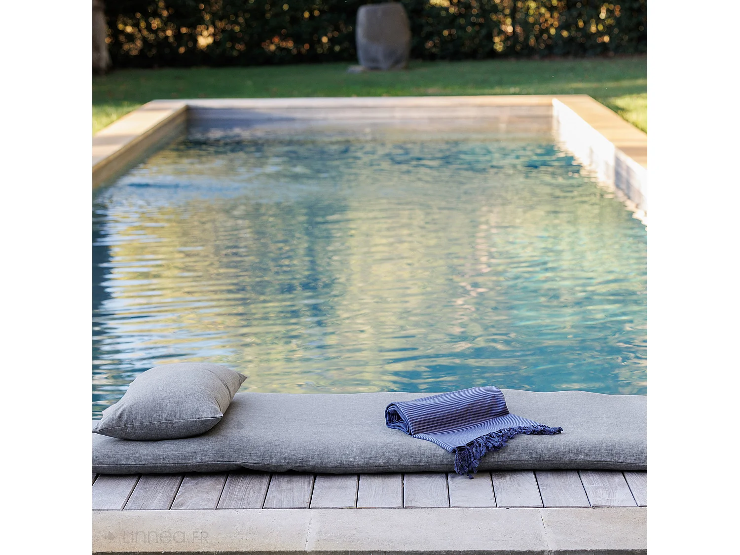Housses de coussin extérieur 50x70 cm GALIA à zip étanche bleu Topaze