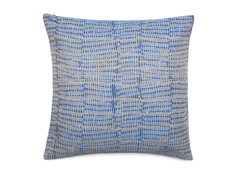Housse de coussin 62x62 cm SANTORIN zip étanche bleu Topaze