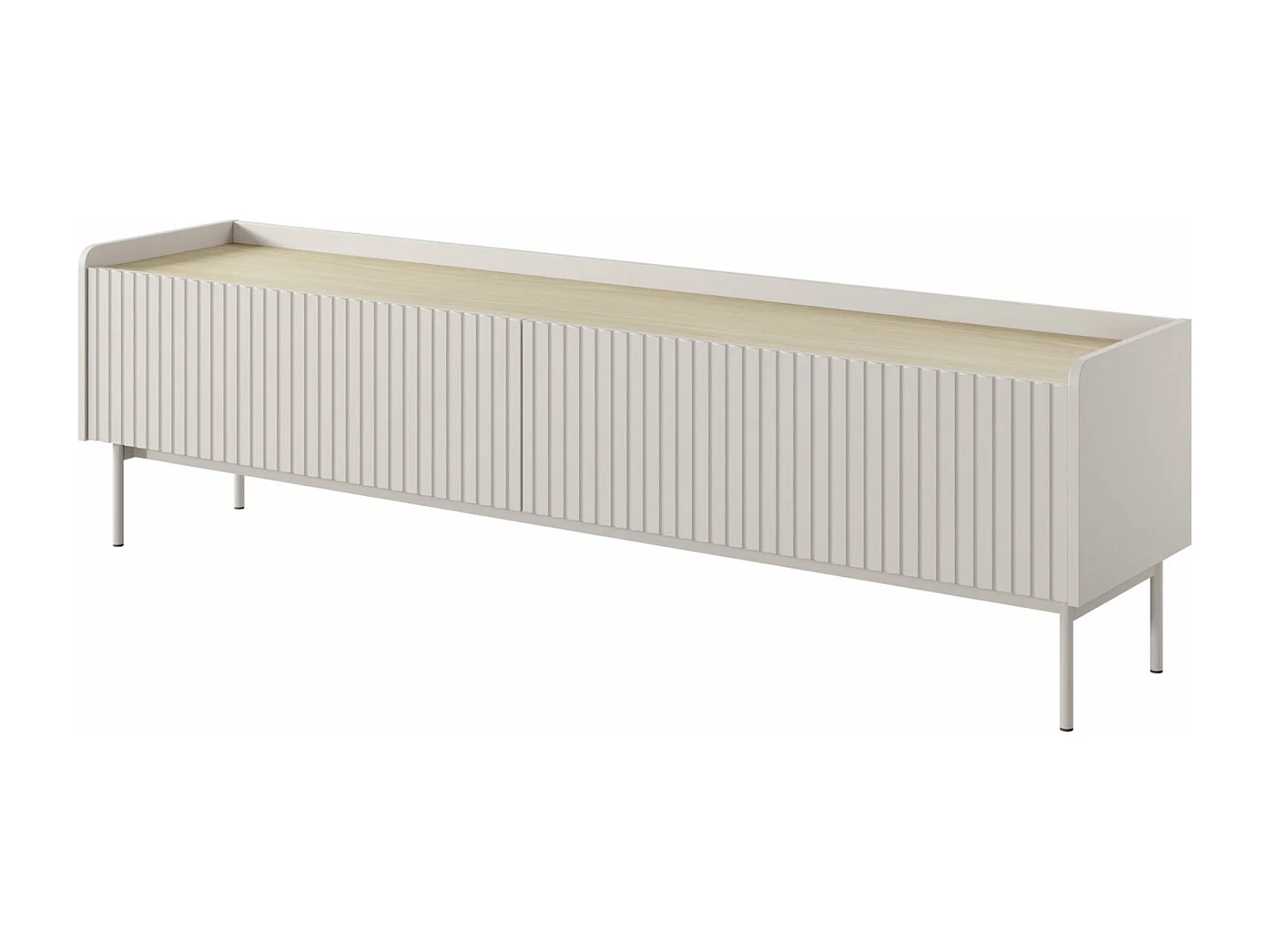 TV-Lowboard - 2-türig mit geriffelten Fronte - greige - 181 cm - LIWELO