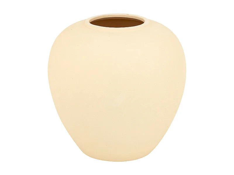 Vase boule en céramique mat Beige H 22 cm