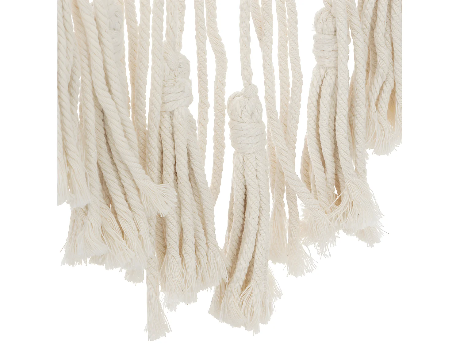 Déco murale en macramé blanc et métal doré 36 x 77 cm