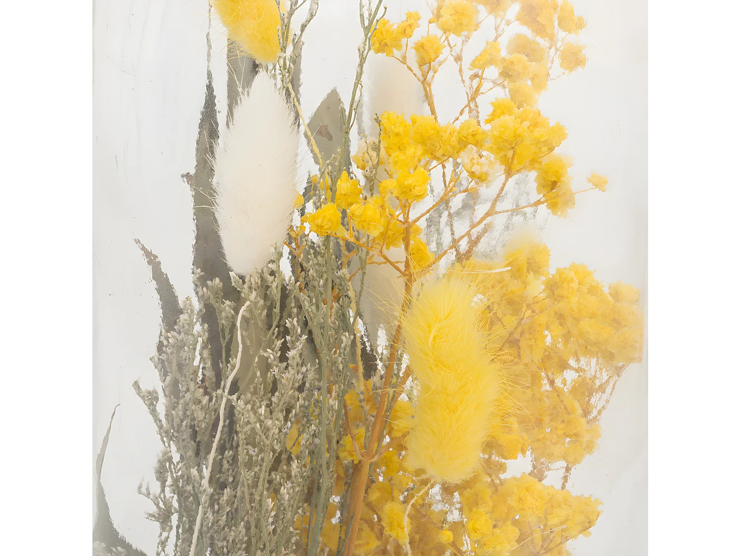 Fleurs Séchées Jaune dans une Bouteille en Verre H 46.6 cm