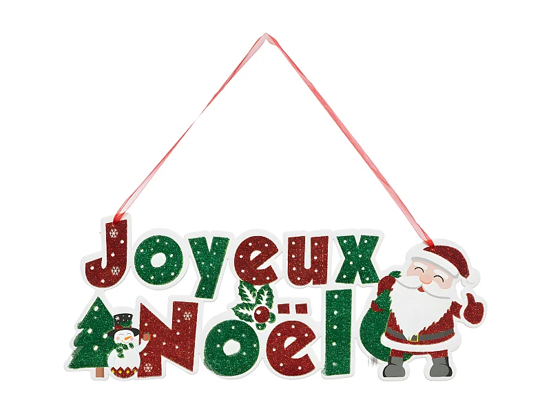 Déco de Noël à suspendre Pancarte Joyeux Noël L 45 cm