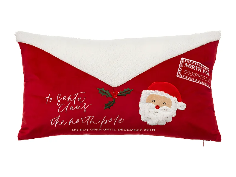 Coussin décoratif Lettre au Père Noël Rouge et Blanc 50 x 30 cm
