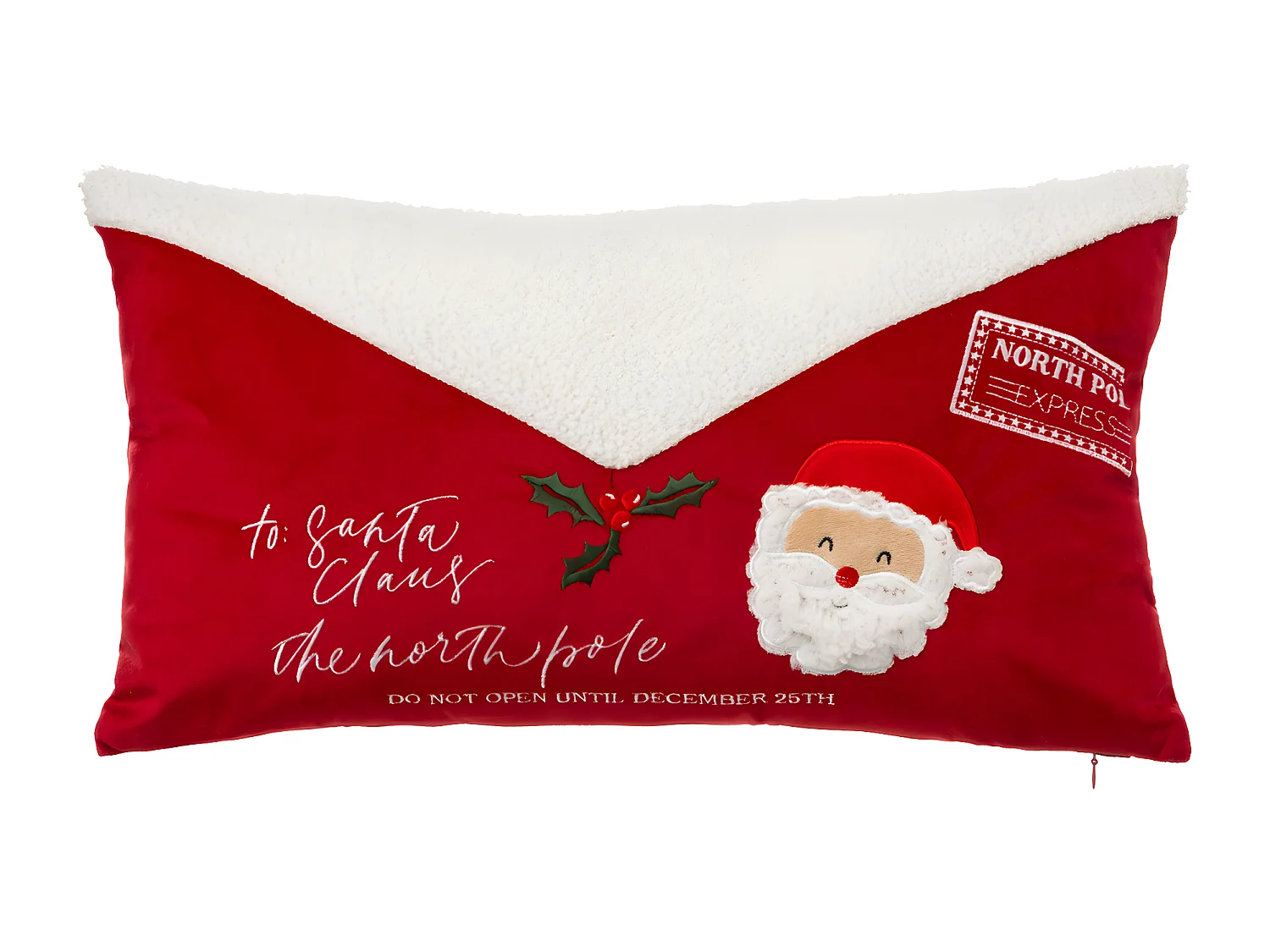 Coussin décoratif Lettre au Père Noël Rouge et Blanc 50 x 30 cm