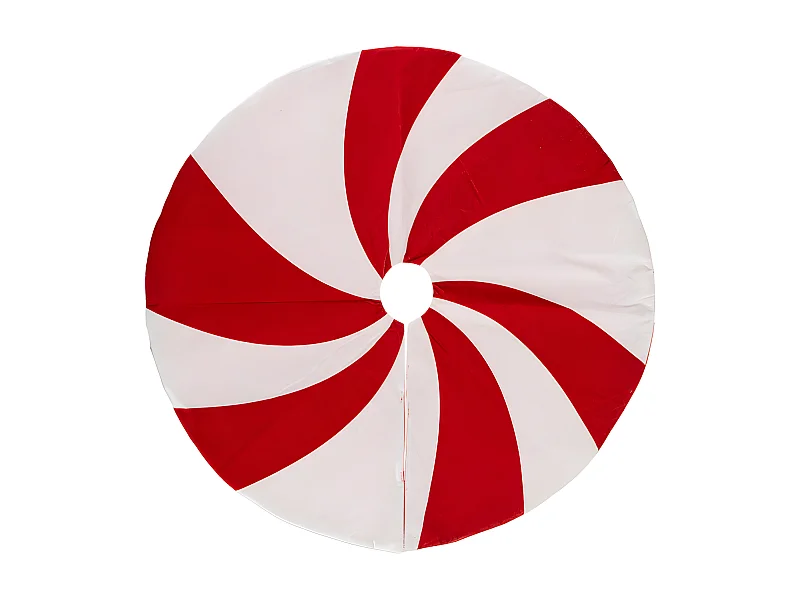 Déco de noël Tapis pour pied de Sapin Bonbon Rouge et Blanc D 90 cm