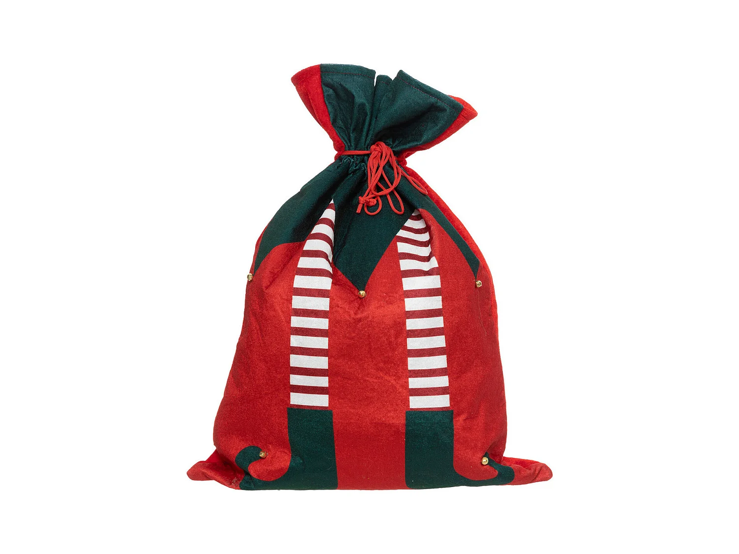 Grande Hotte de Lutin en velours rouge et vert 50 x 70 cm