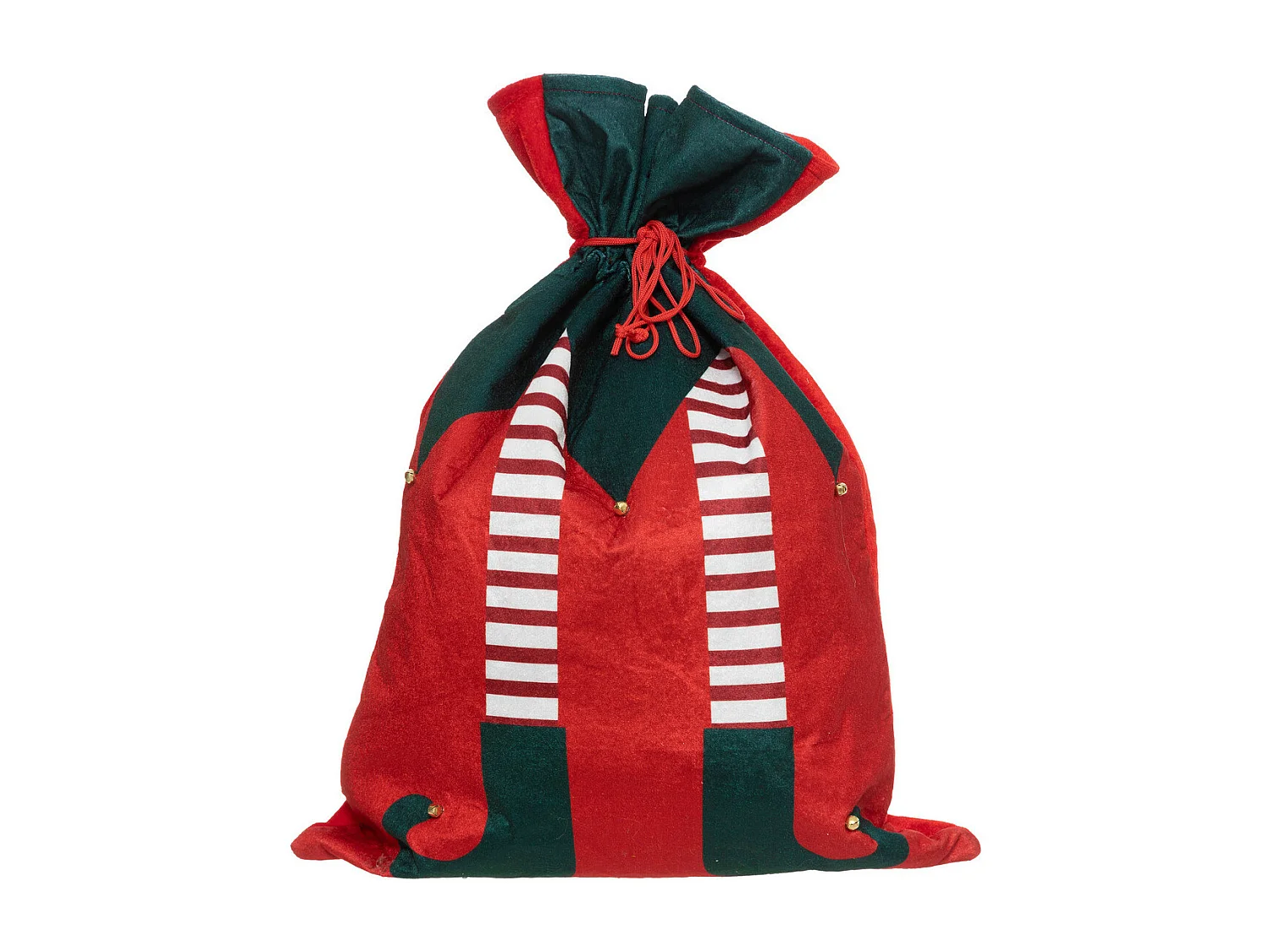 Grande Hotte de Lutin en velours rouge et vert 50 x 70 cm