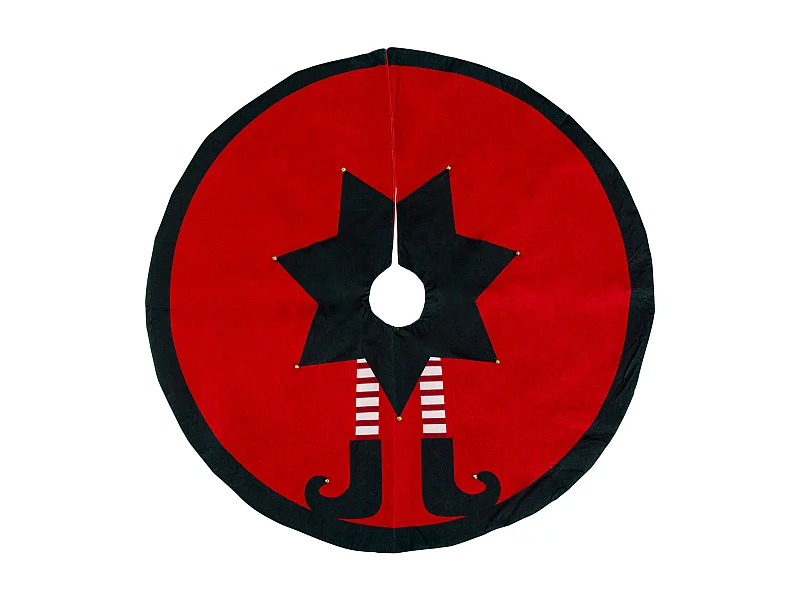 Déco de noël Tapis pour pied de Sapin Lutin Rouge et Vert foncé D 90 cm