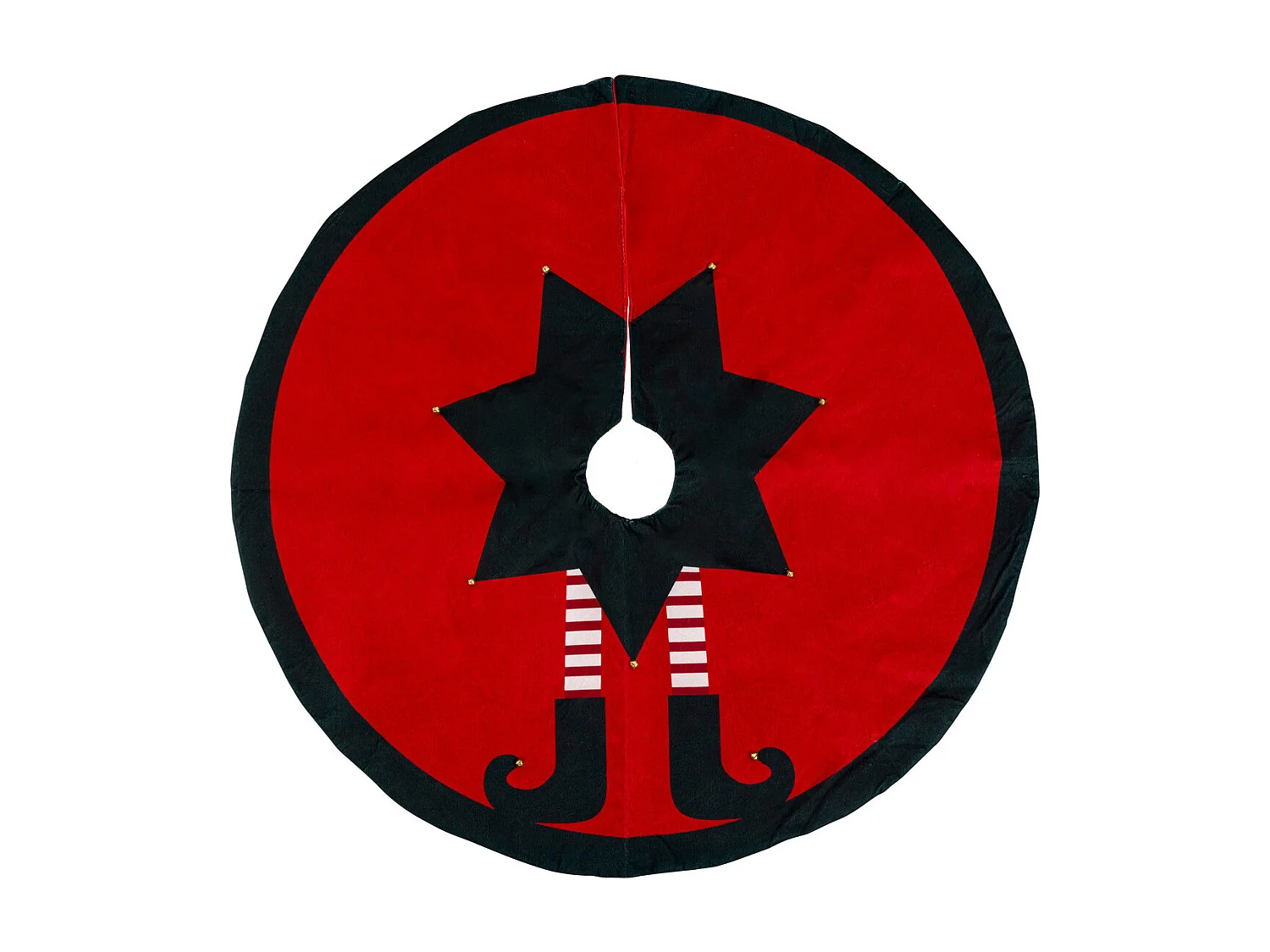 Déco de noël Tapis pour pied de Sapin Lutin Rouge et Vert foncé D 90 cm