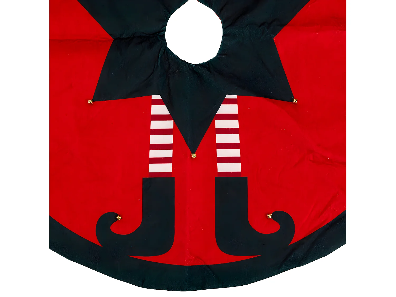 Déco de noël Tapis pour pied de Sapin Lutin Rouge et Vert foncé D 90 cm