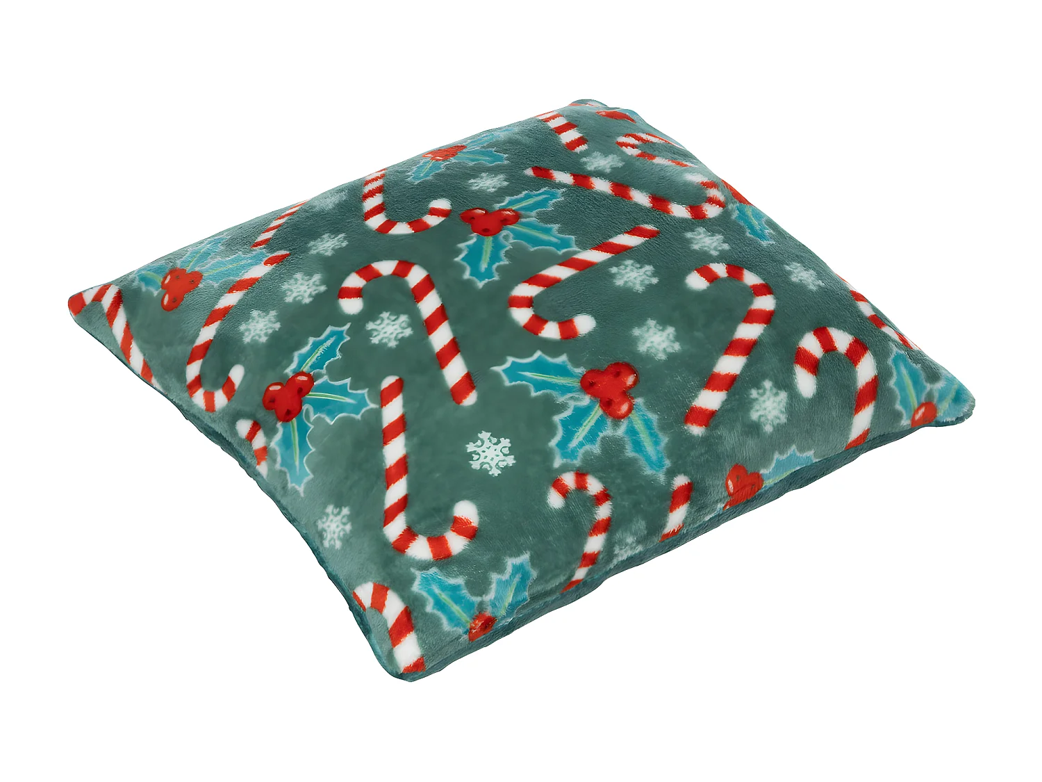 Coussin décoratif motif Houx et Sucre d'orge de Noël Vert et Rouge 40 x 40 cm