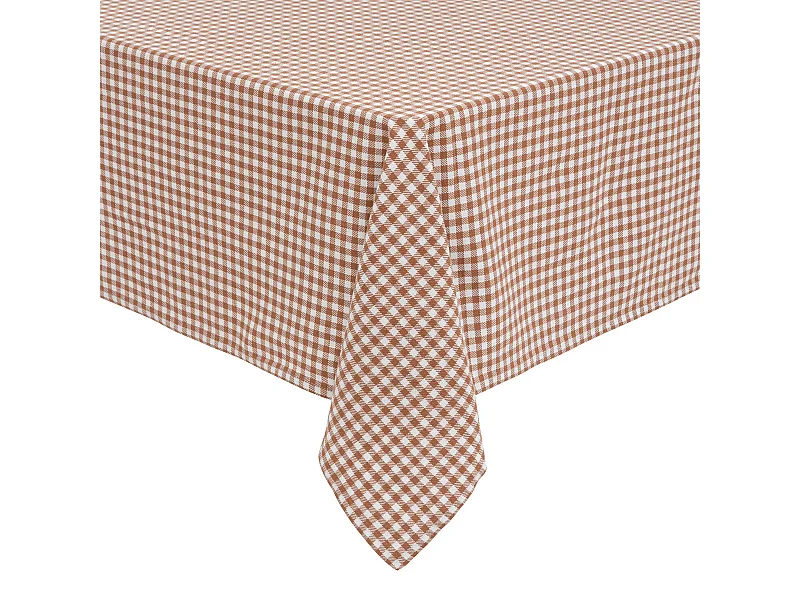 Nappe en coton Vichy Ivoire et Terracotta 150 x 250 cm