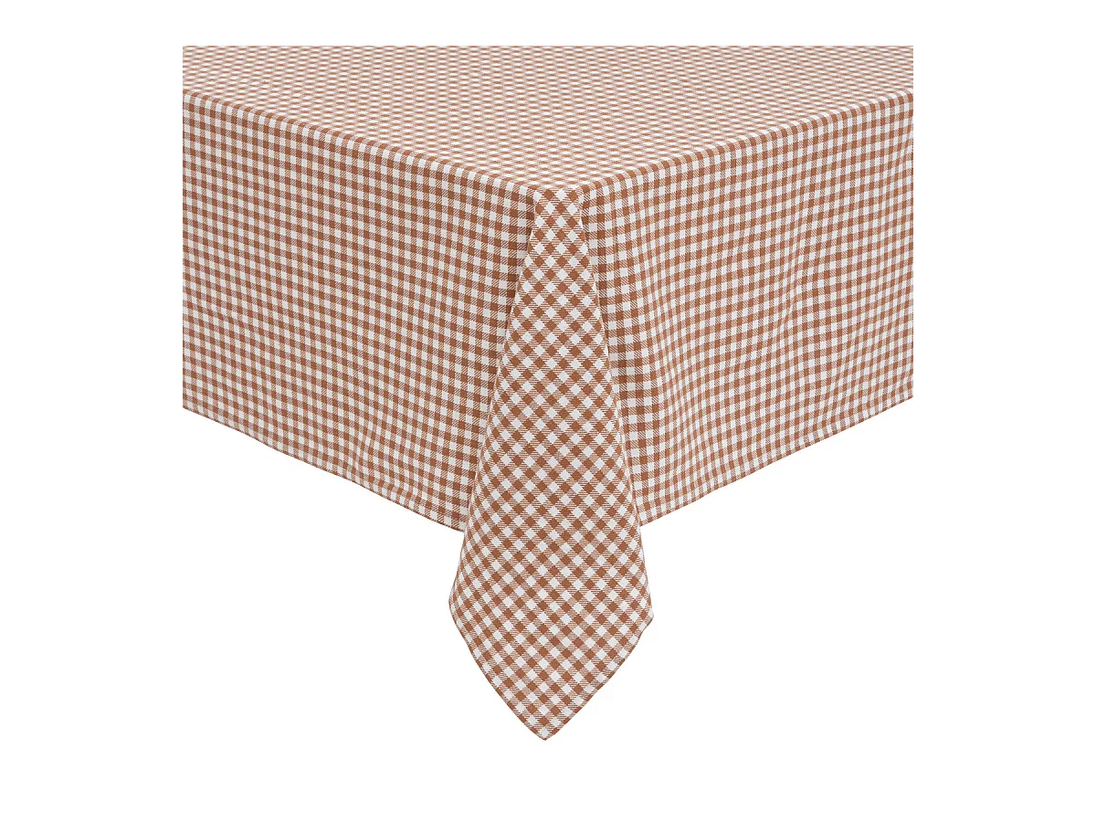 Nappe en coton Vichy Ivoire et Terracotta 150 x 250 cm