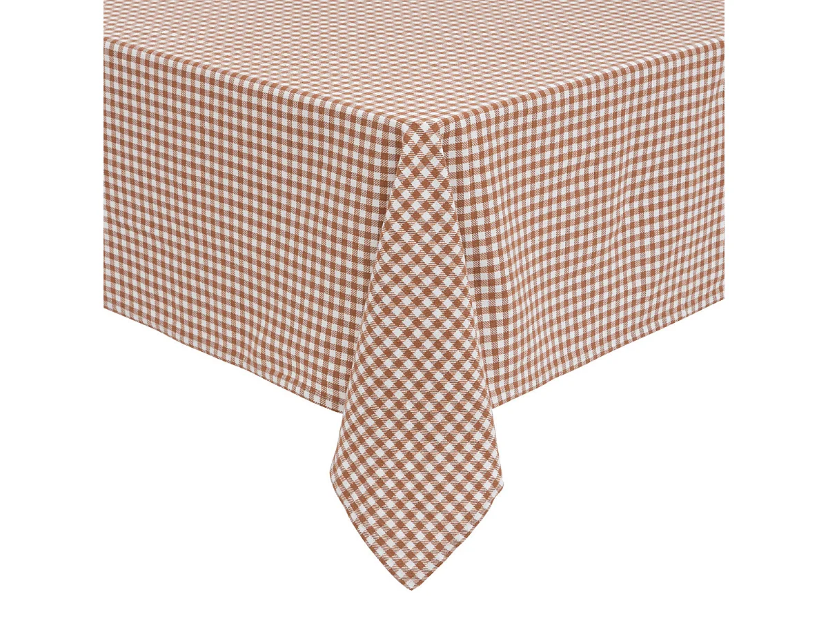 Nappe en coton Vichy Ivoire et Terracotta 150 x 250 cm