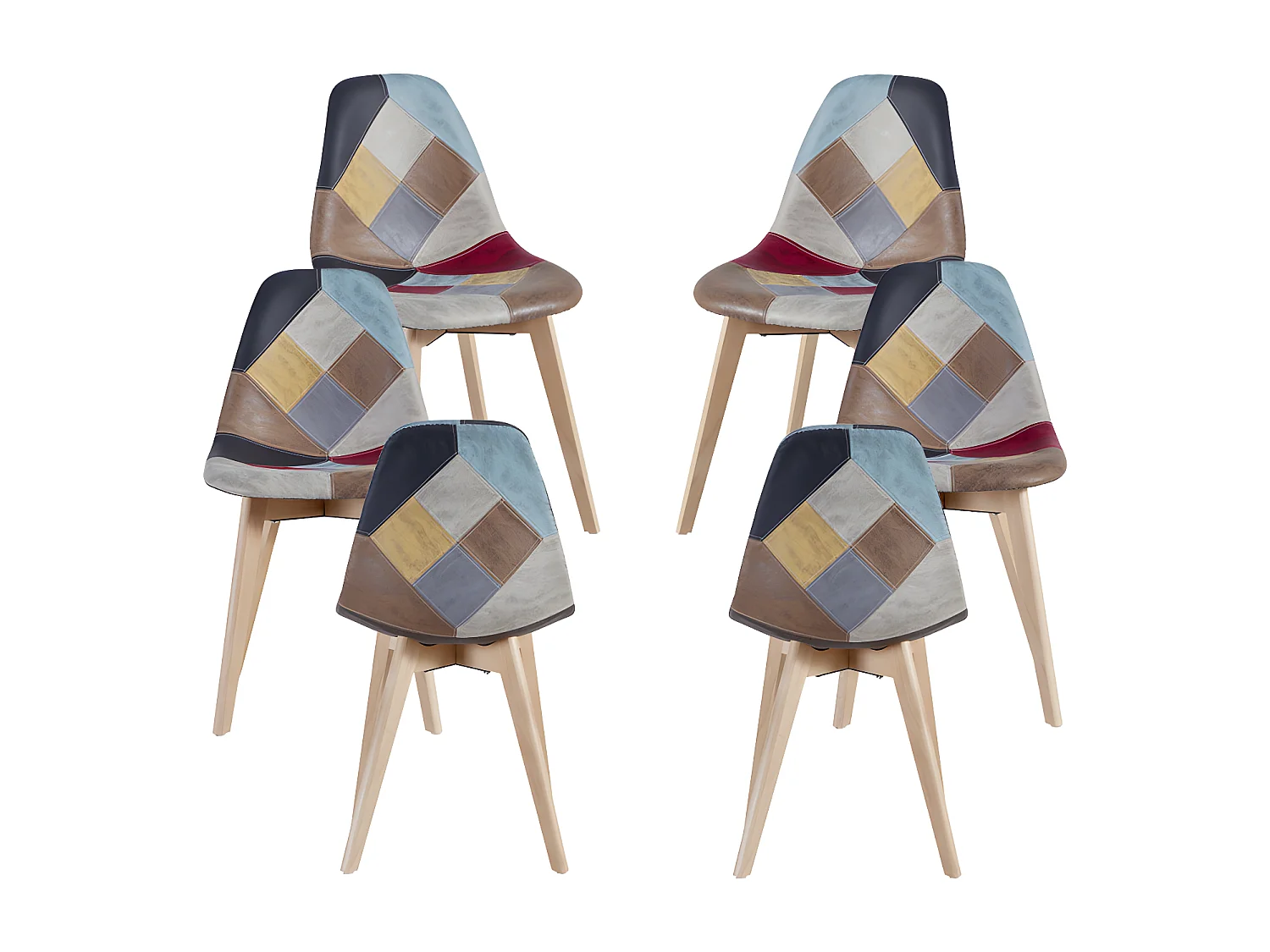 Packs Sillas Comedor - Pack 6 Sillas Kelen Patchwork Polipiel - Rojo