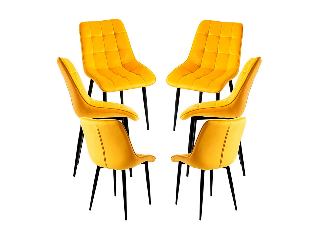 Packs Sillas Comedor - Pack 6 Sillas Cade Terciopelo - Amarillo