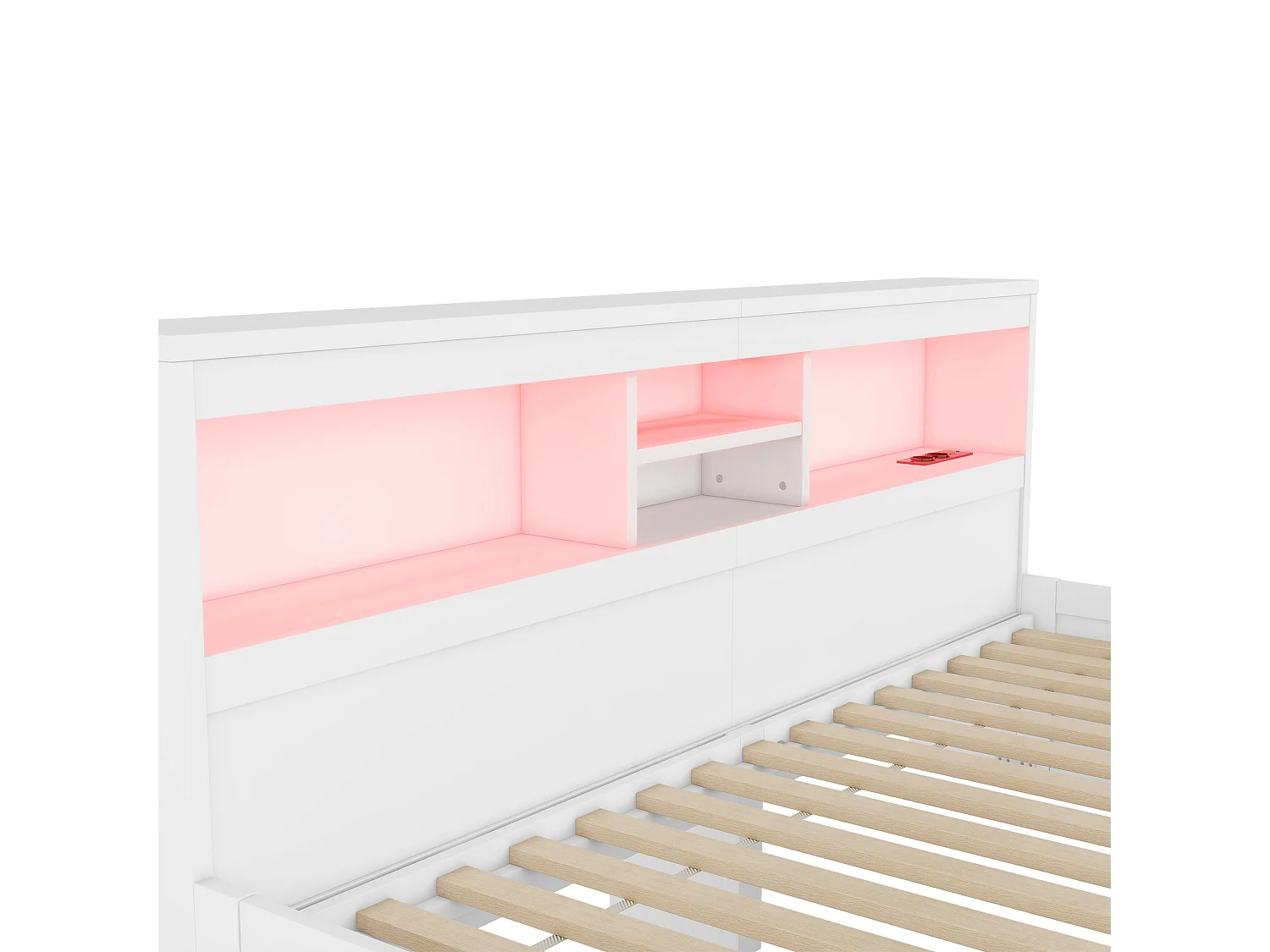 Lit banquette 90x200cm - avec prise USB & 2 tiroirs - sommier à lattes - Blanc