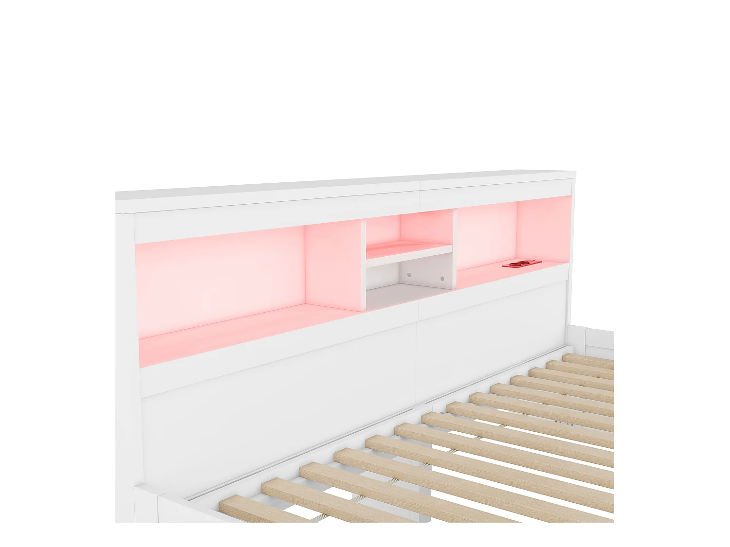 Lit banquette 90x200cm - avec prise USB & 2 tiroirs - sommier à lattes - Blanc