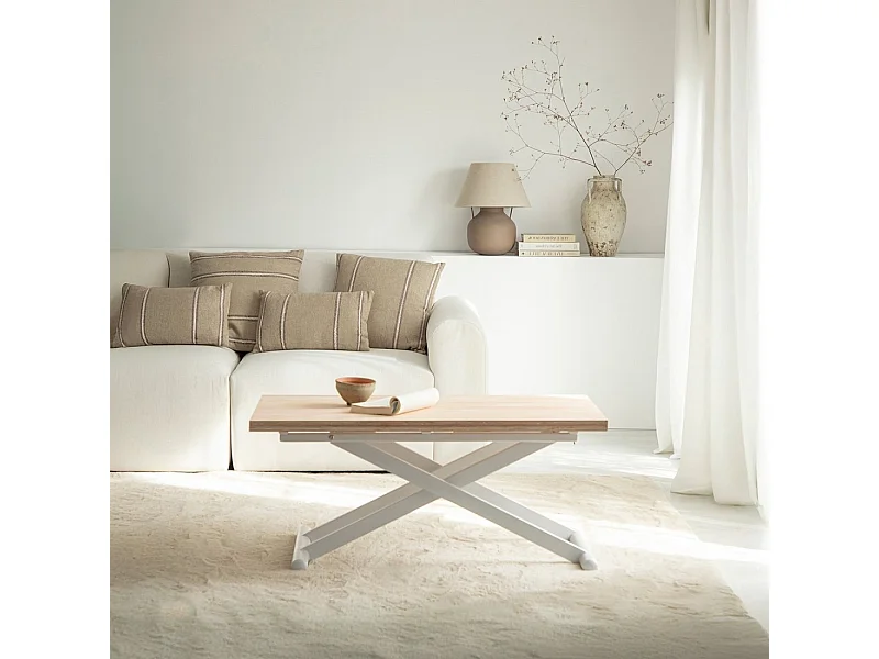 Mesa de centro elevable y extensible de Madera Natural 46 x 110- Tapi