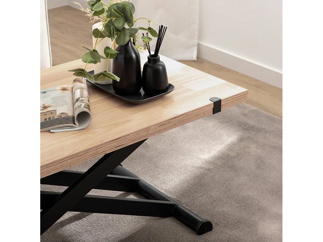 Table basse relevable en  naturel 110x46-75 cm-Tapi