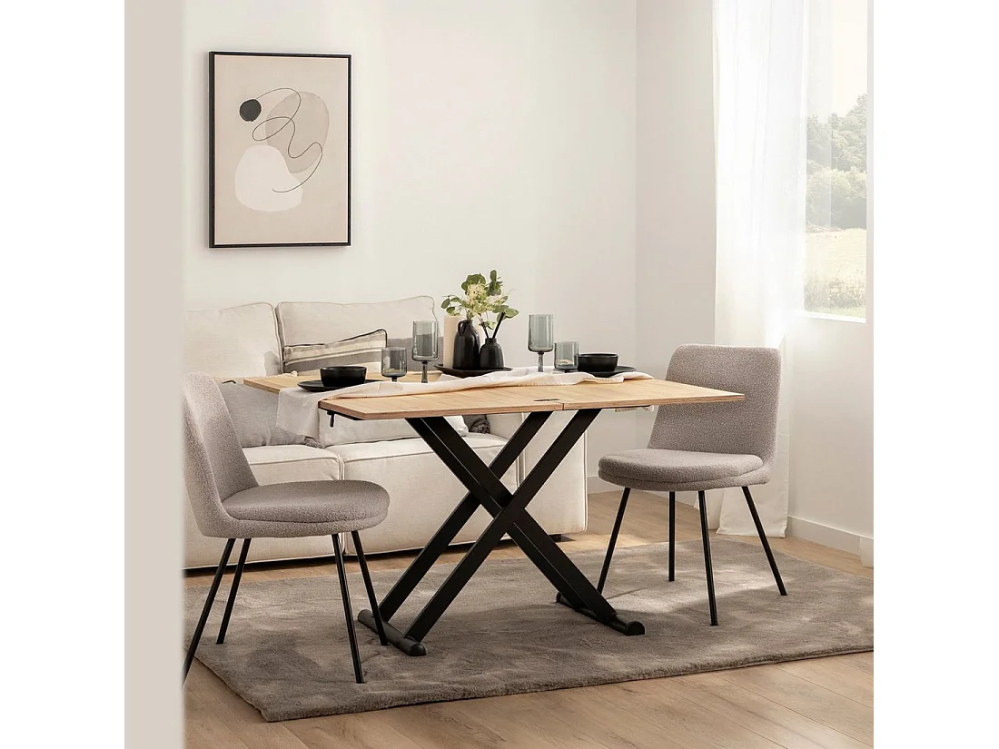 Table basse relevable en  naturel 110x46-75 cm-Tapi