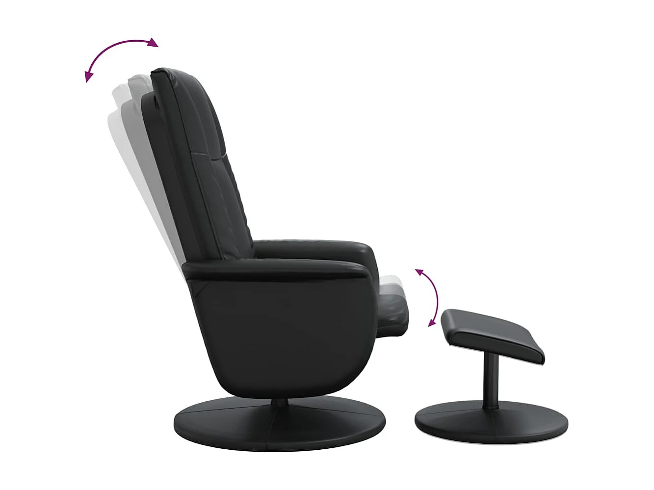 Relaxsessel mit Fußhocker Schwarz Kunstleder
