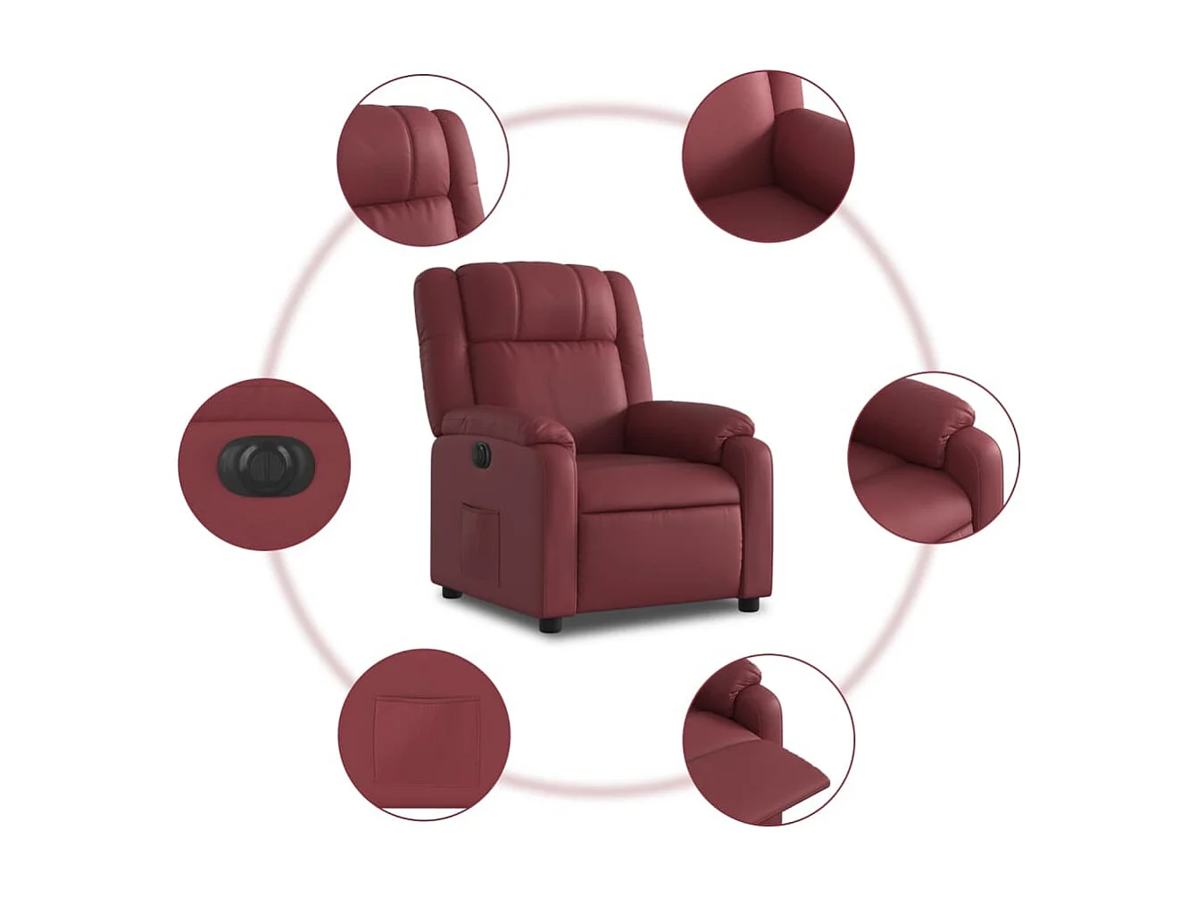 Fauteuil inclinable électrique Rouge bordeaux Similicuir