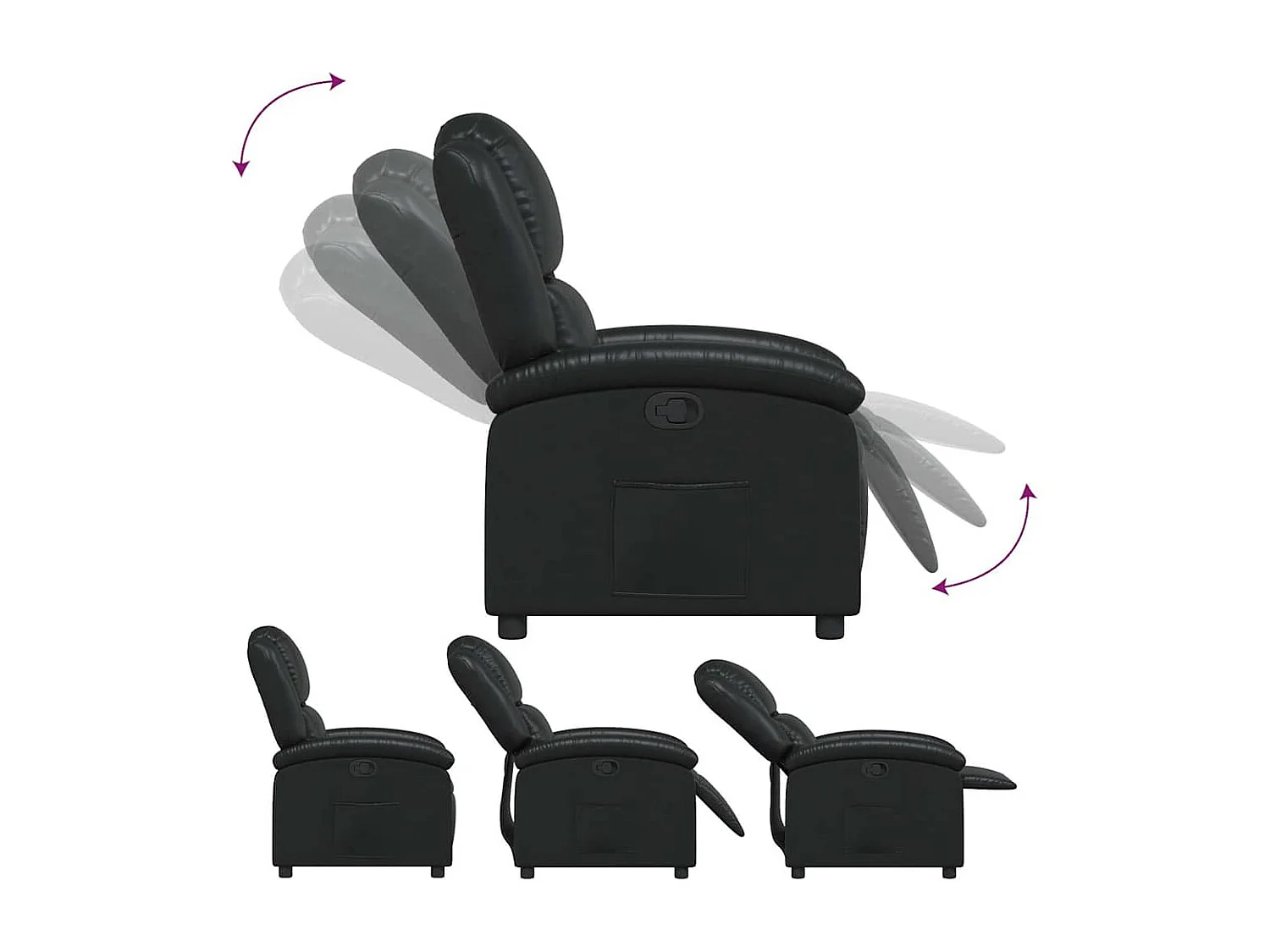 Fauteuil inclinable en similicuir noir