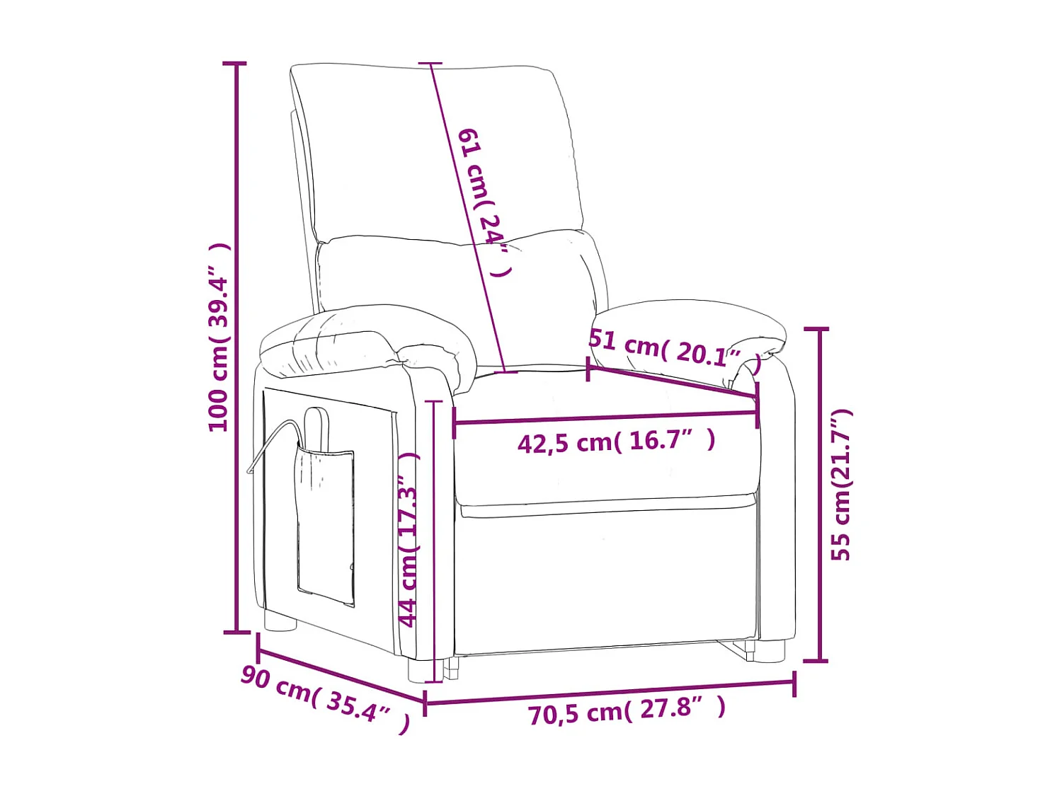 Fauteuil inclinable électrique Noir Tissu