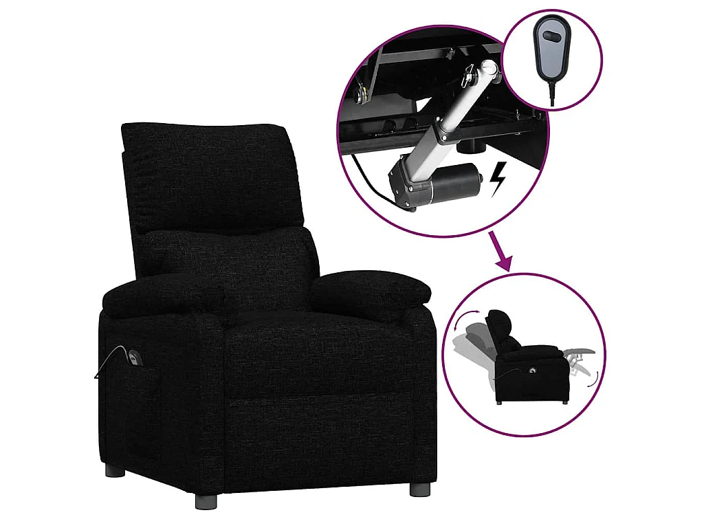 Fauteuil inclinable électrique Noir Tissu