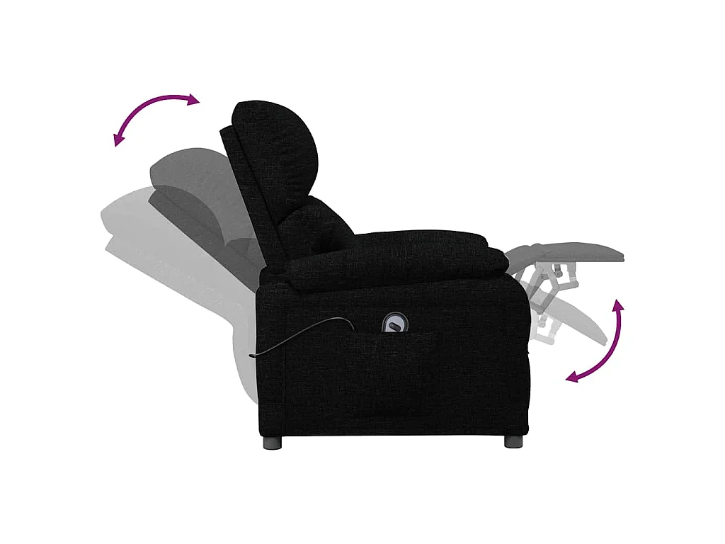 Fauteuil inclinable électrique Noir Tissu