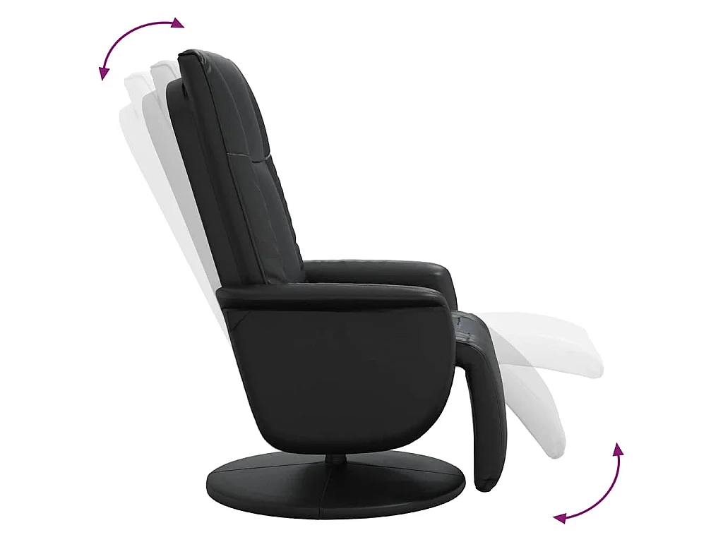 Fauteuil inclinable avec repose-pieds noir similicuir