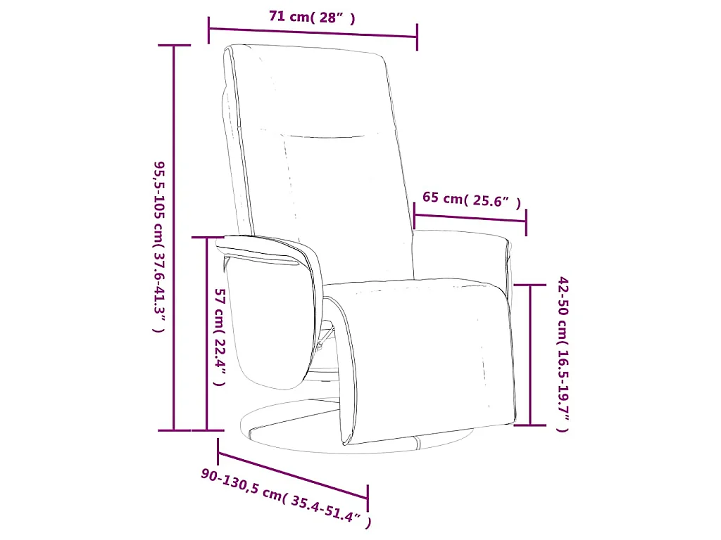 Fauteuil inclinable avec repose-pieds noir similicuir
