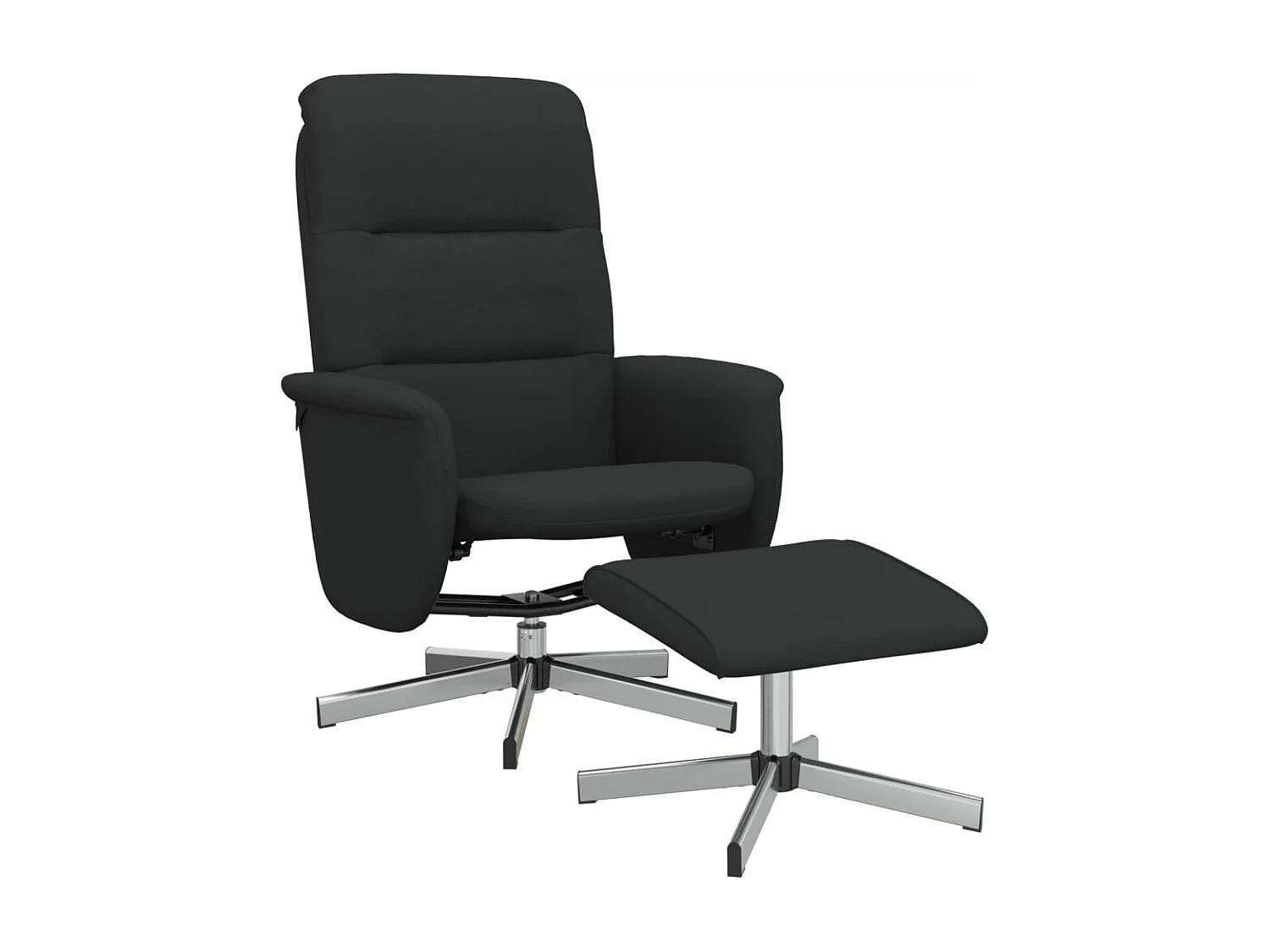 Fauteuil verstelbaar met voetenbank stof zwart