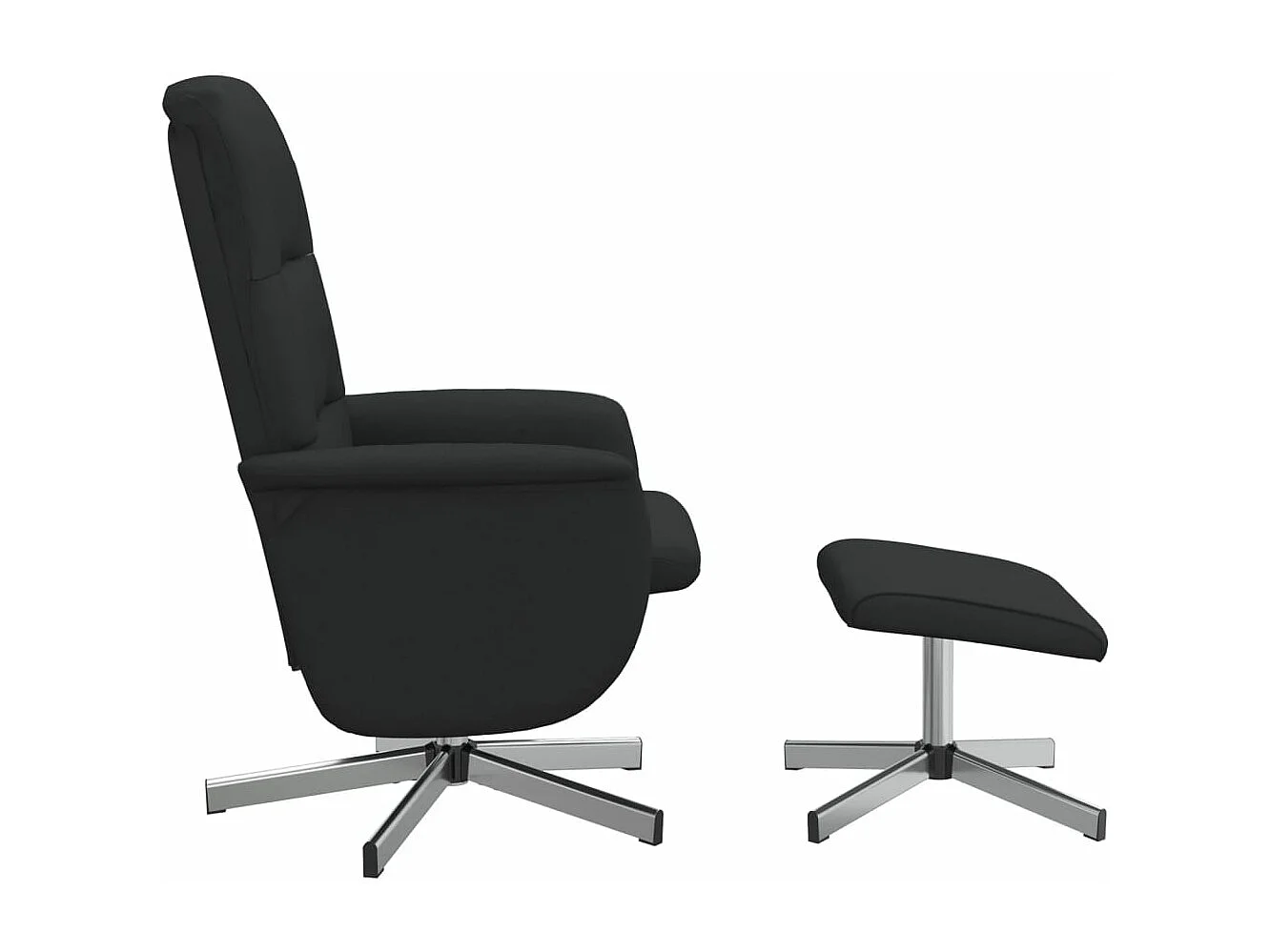 Fauteuil verstelbaar met voetenbank stof zwart