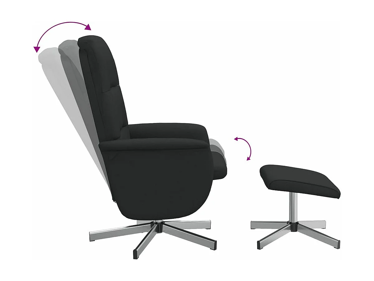 Fauteuil verstelbaar met voetenbank stof zwart