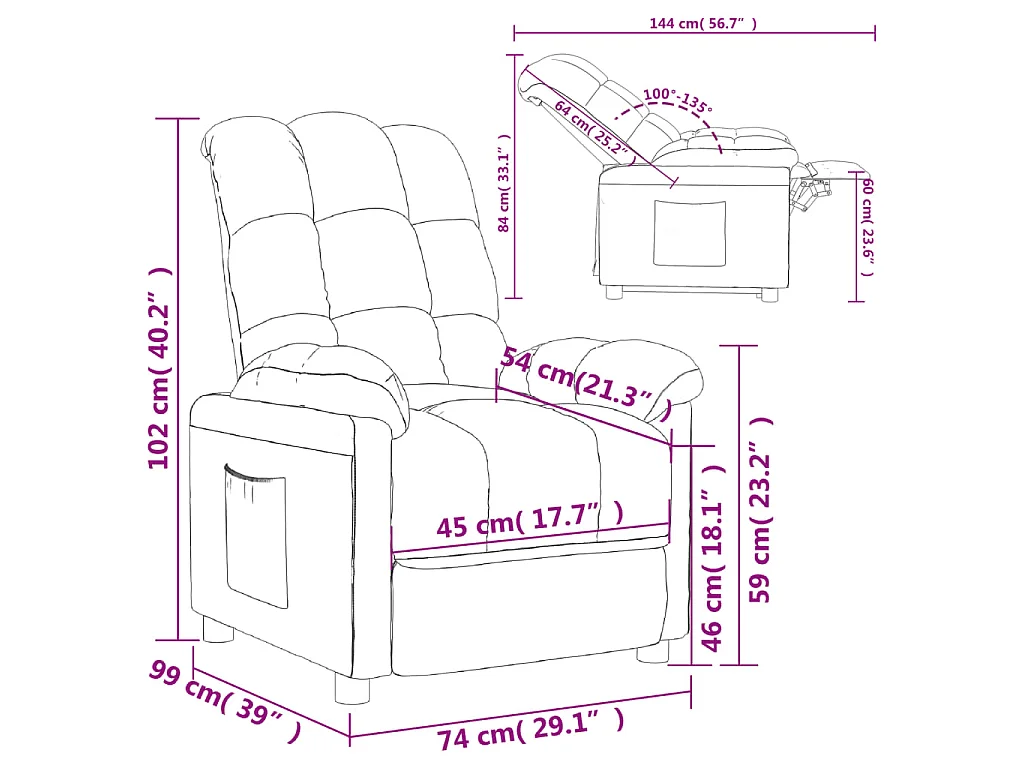 Fauteuil inclinable Vert foncé Tissu