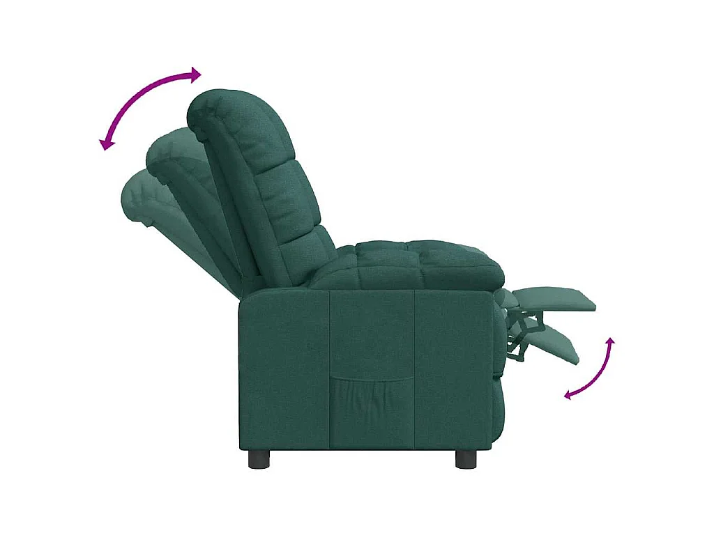 Poltrona Reclinabile in Tessuto Verde Scuro