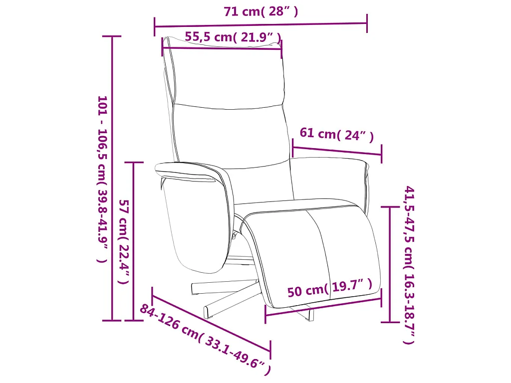 Fauteuil inclinable avec repose-pieds noir similicuir