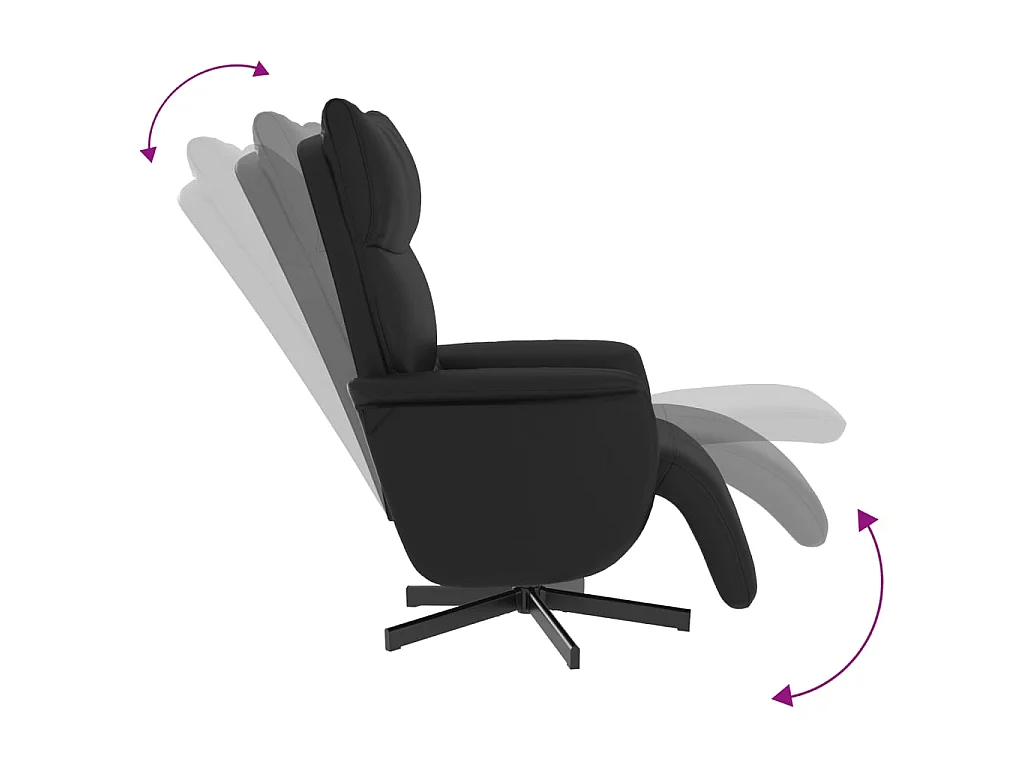 Fauteuil inclinable avec repose-pieds noir similicuir