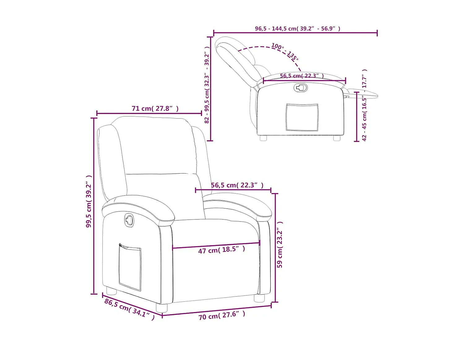 Fauteuil inclinable Crème Similicuir