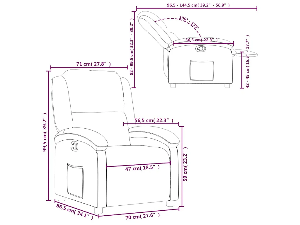 Fauteuil inclinable Crème Similicuir