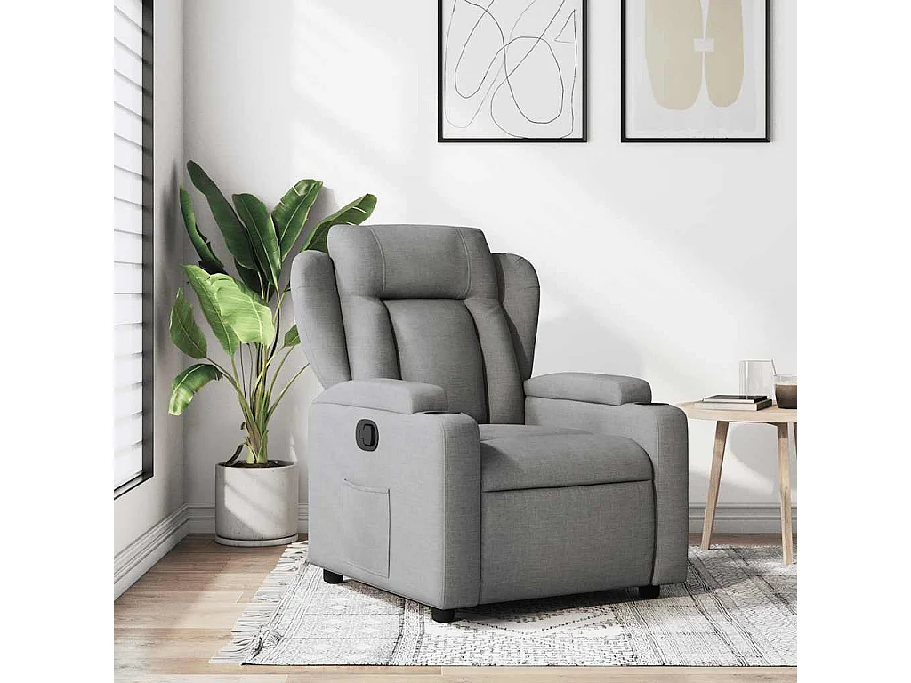 Fauteuil verstelbaar stof lichtgrijs