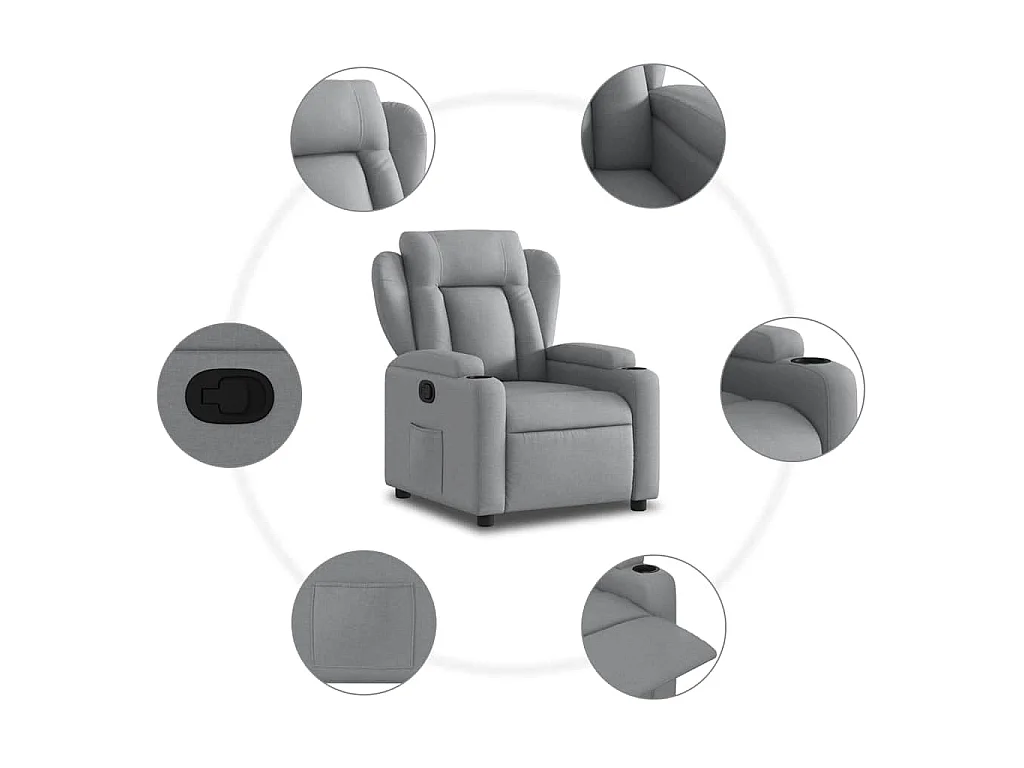 Fauteuil verstelbaar stof lichtgrijs