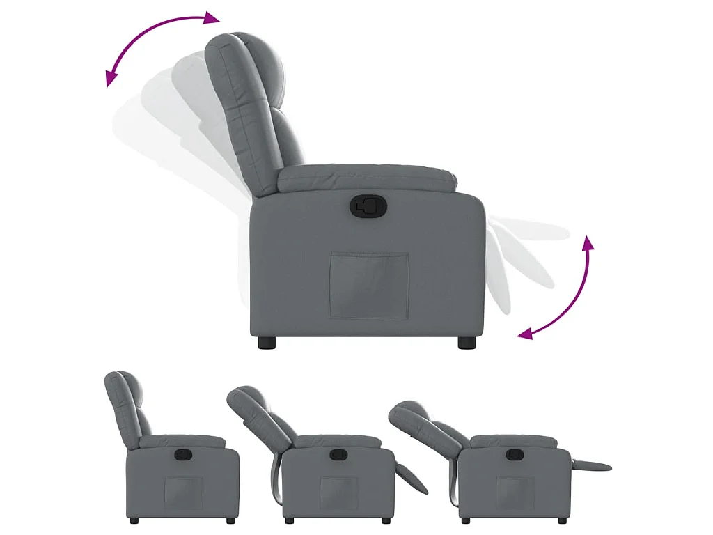 Fauteuil verstelbaar kunstleer grijs