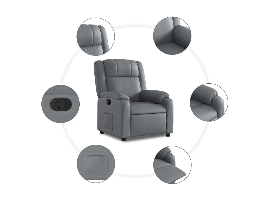 Fauteuil verstelbaar kunstleer grijs